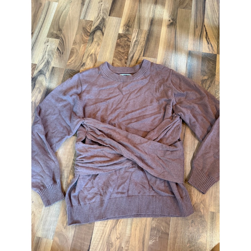 KBB by Kahlana‎ Wrap Front Sweater Womens Large Mauve Brown Excellent Knit Top